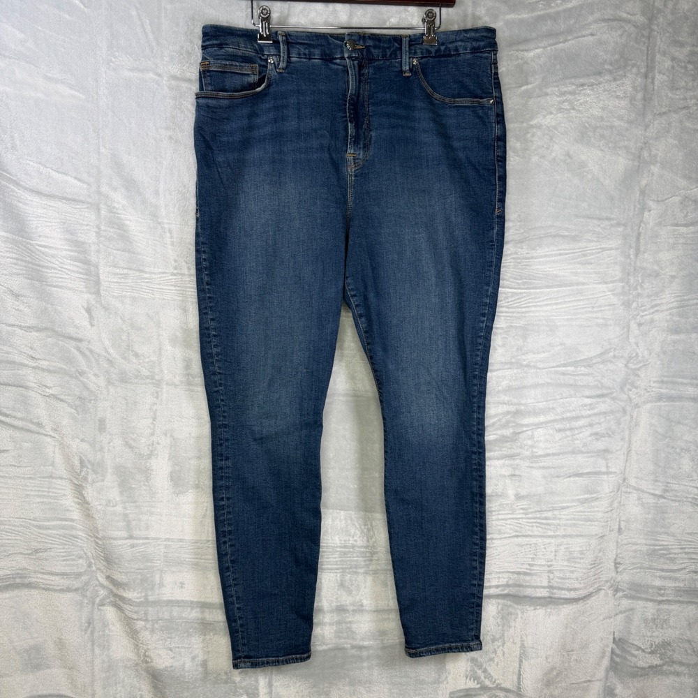 Good American Good Legs Skinny Jeans Womens 18 Blue High Rise Dark Wash Stretch